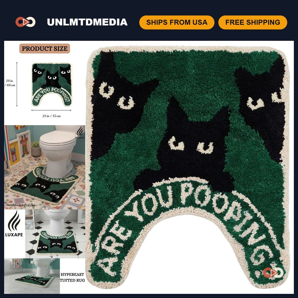 Handmade Cat Toilet Rug - Premium Bathmat for Hypebeast Decor - 24in Aesthetic D